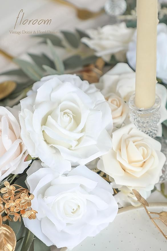 Artificial Eucalyptus Greenery Garland, 6 Ft Cream White Faux Silk