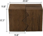 COSIEST Concrete Side Table, Set of 2 Rectangular Outdoor Side Tables, Decorative Garden Stools for Indoor Outdoor, Accent Table Patio Side Table Nesting End Table w Light Oak Colored Faux Wood