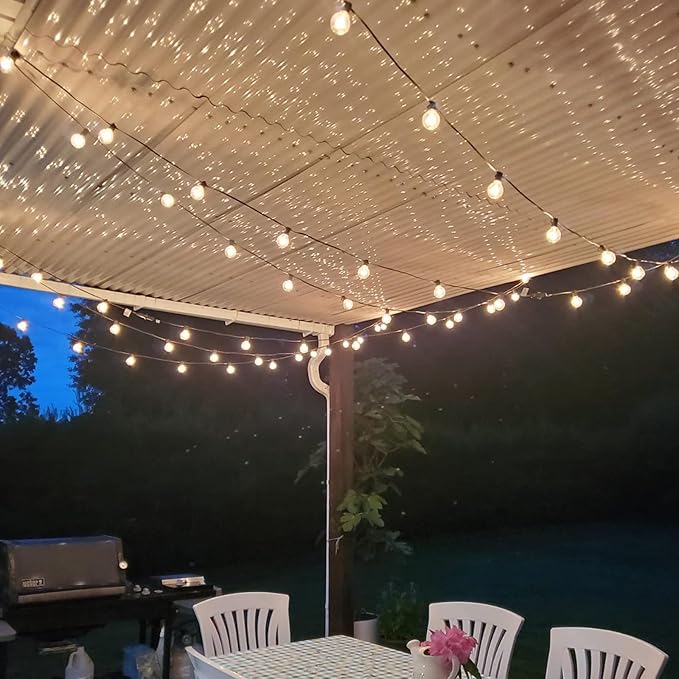 String Lights, 50ft Black G40 Globe Bulbs, Connectable