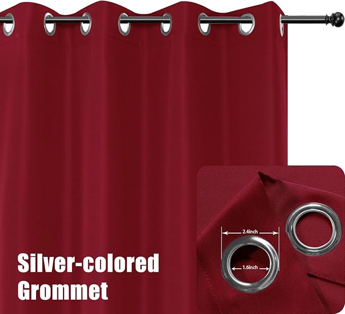 BONZER Extra Wide Waterproof Outdoor Curtains for Patio Heavy Privacy Light Filtering Grommet Outside Curtains for Porch, Pergola, Gazebo, 1 Panel, 150W x 84L inch, Red