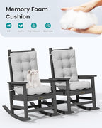 SERWALL HDPE Outdoor Rocking Chair Cushion Set of 4, Memory Foam Cushion Flowers Pattern