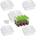 Bonviee 5-Pack Seed Starter Trays for Indoor Germination – Humidity Dome to Regulate Temperature & Humidity, Clear Tray for Root Observation, Drain Holes to Prevent Overwatering (5 Packs, Clear)