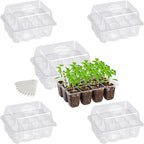 Bonviee 5-Pack Seed Starter Trays for Indoor Germination – Humidity Dome to Regulate Temperature & Humidity, Clear Tray for Root Observation, Drain Holes to Prevent Overwatering (5 Packs, Clear)