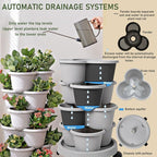 Vertical Strawberry Planter 3 Tier Hanging Vertical Gardening Stackable Planter, Hanging Strawberry Planter Pot for Strawberries, Flowers, Herbs, Vegetables with Removable Wheels and Hooks