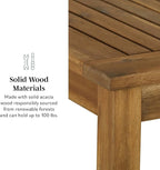 Walker Edison Dominica Contemporary Slatted Outdoor Dining Table, 34 Inch, Brown