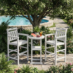 Ciokea Heavy Duty Bar Height Chair, 380lbs Outdoor Adirondack Tall Bar Chair Patio Stool with Arms & High Back, Heavy Duty All-Weather for Balcony, Poolside, Deck and Garden, White
