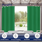 PureFit Outdoor Curtains for Patio Waterproof Weatherproof, UV Resistant Outside Curtains for Gazebo, Front Porch, Pergola, Sun Blocking Privacy Curtain, 52W x 84L inch, 1 Panel, Green