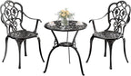Patio Bistro Set of 2, Cast Aluminum, Outdoor Set w/Umbrella Hole, 3 Piece by Embraceartofoutdoorliving