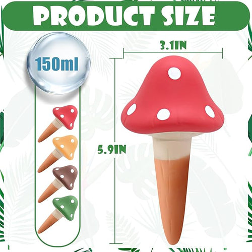 4PCS Terracotta Self Watering Spikes, Mushroom Shaped Self Watering Globes, Slow Release Self Watering Planter Insert, Plant Watering Globes for Indoor and Outdoor Plants