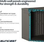 Suncast Extra Large Deck Box - 124 Gallon Resin Outdoor Storage Box with Lockable Lid for Outdoor Cushion Storage, Toys, & Garden Gear, Stoney Grey Wicker Bin for Patio, Porch, Pool, & Yard