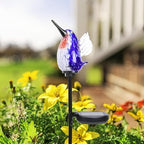 Bshine Solar Garden Decoration Outdoor Hummingbird Lights Stake, Hand Blown Glass Waterproof Solar Light Decorate Paths, Pathways, Lawns and Yards Art for Mom Gifts