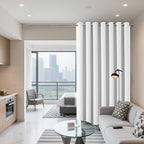Joydeco Blackout Patio Sliding Door Curtains 90 Inches Long, Grommet Privacy Room Divider Curtains, Extra Wide Thermal Blackout Drapes for Bedroom Living Room (Pure White, 80Wx90L, 1 Panel)