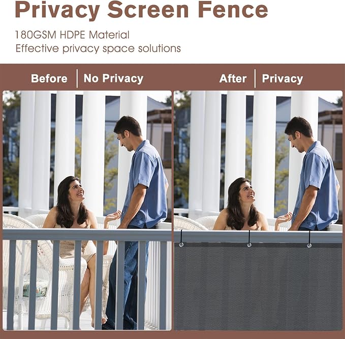 Garden Privacy Screen Dark Gray 3.3 x 31 ft with 90% Shade Mesh