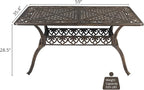 VINGLI 6-Person Outdoor Dining Table, Cast Aluminum Patio Dining Table with Umbrella Hole, Rectangle Patio Table Outdoor Furniture Garden Table (59" Lx35.4W x28.5 H)