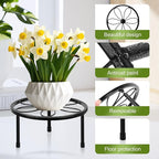 ESRICH 2 Pack 7.8" Metal Plant Stand Indoor , Black Plant Stands Outdoor, Rustproof Round Heavy Duty Flower Pot Stand, Potted Plant Holder for Garden Home