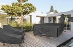 ULTCOVER 600D Tough Canvas Heavy Duty Rectangular Patio Table and Chair Cover - Waterproof Outdoor General Purpose Furniture Covers 111 x 74 inch, Black