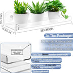 2-Pack 15 Inch Acrylic Window Boxes Plant Shelves, with Suction Cup Window Sill Extender, for Indoor/Outdoor Succulents, Micro Greens, Seed Starter Pots, Herb Planters