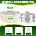 17" Tall Elevated Round Metal Rised Garden Bed- 4'x4' in Size and 0.8MM Thick Durable Planter Box for Vegetables Flowers Succulent at Patio/Garden Outdoor (White, 4FT Diameter)