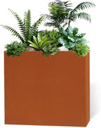 Corten Steel Rectangular Planter for Outdoor Plants 24" x 10" x 24" Rusted Metal Outdoor Planter Box Spliced Flower Box with Partitions for Outside,Indoor,Garden (Corten, 24 * 10 * 24)