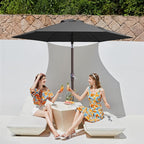 JEAREY 7.5FT Patio Umbrella Market Table Umbrella with 6 Sturdy Ribs, Push Button Tilt/Crank Outdoor Umbrella for Garden, Deck, Backyard, Pool and Beach,Gray