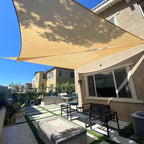 SUNLAX Sun Shade Sail 10' x 20' x 22.4' Sand Rectangle Canopy Sail Shade Cover UV Block Permeable Sunshade Outdoor for Patio Backyard Deck Pergola (We Make Custom Size)