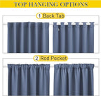 NICETOWN 2 Panels Outdoor Curtains Waterproof Pocket & Back Tab on Top & Bottom, Thermal Insulated Windproof Sun Blocking Outside Privacy Drapes for Patio with Fixed Rope, W84 x L84, Stone Blue