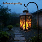 Solar Outdoor Lantern, Garden Hanging Waterproof Lanterns PVC Upgrade 3 LED Flickering Flameless Candle Decorative for Garden Women Mom Grandma Halloween Gifts (Grid Candle)