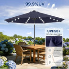 ABCCANOPY Durable Solar Led Patio Umbrellas with 32LED Lights 9FT (Deep Blue)