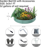 Galvanized Metal Planter Raised Garden Bed Kit for Gardening Outdoor Garden Box Raised Flower Bed 2PC Green 3X3X1FT