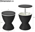 Tangkula Outdoor Cool Bar Table, Rattan Patio 8 Gallon Beer and Wine Cooler, All-Weather Ice Bucket w/Height Adjustable Top, Drainage Plug, 3-in-1 Cocktail Coffee Table for Party, Picnic (Black)