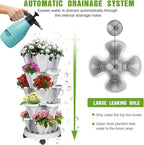 Vertical Strawberry Planter 5 Tier Stackable Tower Herb Planters-Stacking Garden Outdoor Planter Pot With Tools Mover For Succulents, Vegetables and Flowers