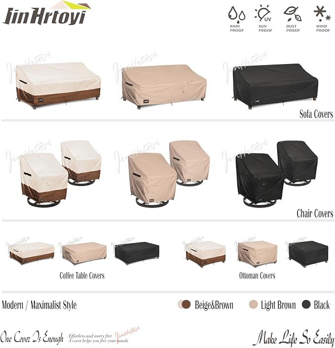 JinHrtoyi 2-Seater Patio Loveseat Cover, 60Wx38Dx35H inches Outdoor Furniture - Image 9