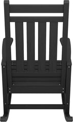 SERWALL Oversized Rocking Chair, Outdoor Rocking Chair for Adults, All Weather Resistant Porch Rocker for Lawn Garden, Black