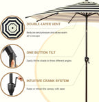 Abba Patio 9FT Lyon Outdoor Patio Umbrella Outdoor Table Umbrella with Push Button Tilt and Crank Market Umbrella 8 Sturdy Ribs UV Protection Waterproof for Garden Deck Backyard Pool, Black & Ivory