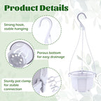 Roshtia 50 Pcs 3.7 inch Plastic Hanging Plant Pots with Hooks Flower Pots Baskets Outdoor Hanging Nursery Planter Holder for Home Garden Balcony Porch(Gray White, 3.7 inch)