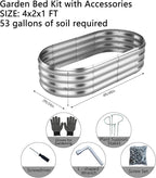 Galvanized Metal Planter Raised Garden Bed Kit for Gardening Outdoor Garden Box Raised Flower Bed 2PC Metal 4X2X1FT