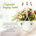 35 Inch Macrame Plant Hanger, Large for up to 15 Inch Pot Extra Long Hanging Planter Holder Basket with Wood Beads for Indoor Outdoor Home Decor (Ivory, 2-Pack)