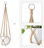 Dahey Macrame Plant Hanger Indoor Hanging Planter Basket Handmade Woven Cotton Rope Flower Pot Decorative Crochet Plant Holder Stand for Boho Home Decor No Tassels,35 Inch,Set of 2, Brown