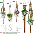 Macrame Plant Hangers, 5Pack Hanging Planters for Indoor Plants w/ 5 Set Hooks Handmade Cotton Rope Hanging Plant Holders Plant Hanger Indoor for Boho Home Decor (Planter Pot Not Included)