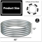 4x4x1ft(2 Pack) Galvanized Round Raised Garden Bed,Outdoor Planter Box Metal Patio Kit Planting Bed for Vegetables Flowers Herb,Silver