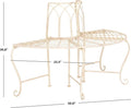 Tree Bench with Curved Wrought Iron Frame in Distressed White