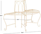 Tree Bench with Curved Wrought Iron Frame in Distressed White