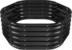 Hexagon Raised Garden Bed, 48 Inch Diagonal & 16.5 Inch Tall, Galvanized Steel Planter Box with Wave-Shaped Metal Panels for Outdoor Flower,Tree,Herb & Vegetable Garden (Black, 4FT X 1.5FT)