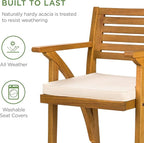 Best Choice Products Set of 2 Outdoor Acacia Wood Bar Stools Bar Chairs for Patio, Pool, Garden w/Weather-Resistant Cushions - Cream
