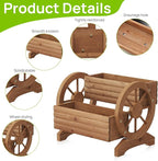 Wooden Wagon Planter Outdoor Flower Cart with Wheels Garden Planter, Decor Planter for Patio Balcony Decoration Succulent Flower Pot for Indoor Backyard Balcon Yard Decor planters (Brown)