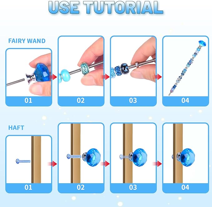 Decorative Garden Stakes, 158 Piece DIY Fairy Wand Kit in Aqua