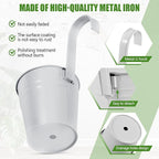 OBTANIM 12 Pack Metal Hanging Flower Pots Railing Planter Outdoor Fence Hanging Bucket Plant Holder with Detachable Hooks Drain Holes for Home Garden Yard Decor (White, 4 x 4 Inch)