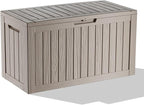 90 Gallon Outdoor Storage Box - Deck Box Container for Patio, Pool, and Garden-Waterproof and UV Resistant Resin,Lockable (Grey)