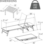 Kozyard 3-Pieces Patio Lounge Set, 2 Foldable Adjustable Lounge Chairs and Side Table, Aluminum Frame, Breathable Textilene Fabric, Assemble-Free, Reclining to Flat for Pool, Beach (Gray)