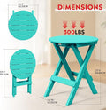 Folding Patio Dining Table, 24.5 Inch HDPE Turquoise